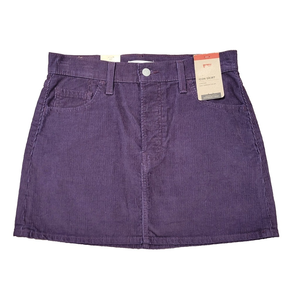 NWT Levi's Plum Corduroy ICON Mini Skirt Size 26 ~ Button Fly, Mid Rise